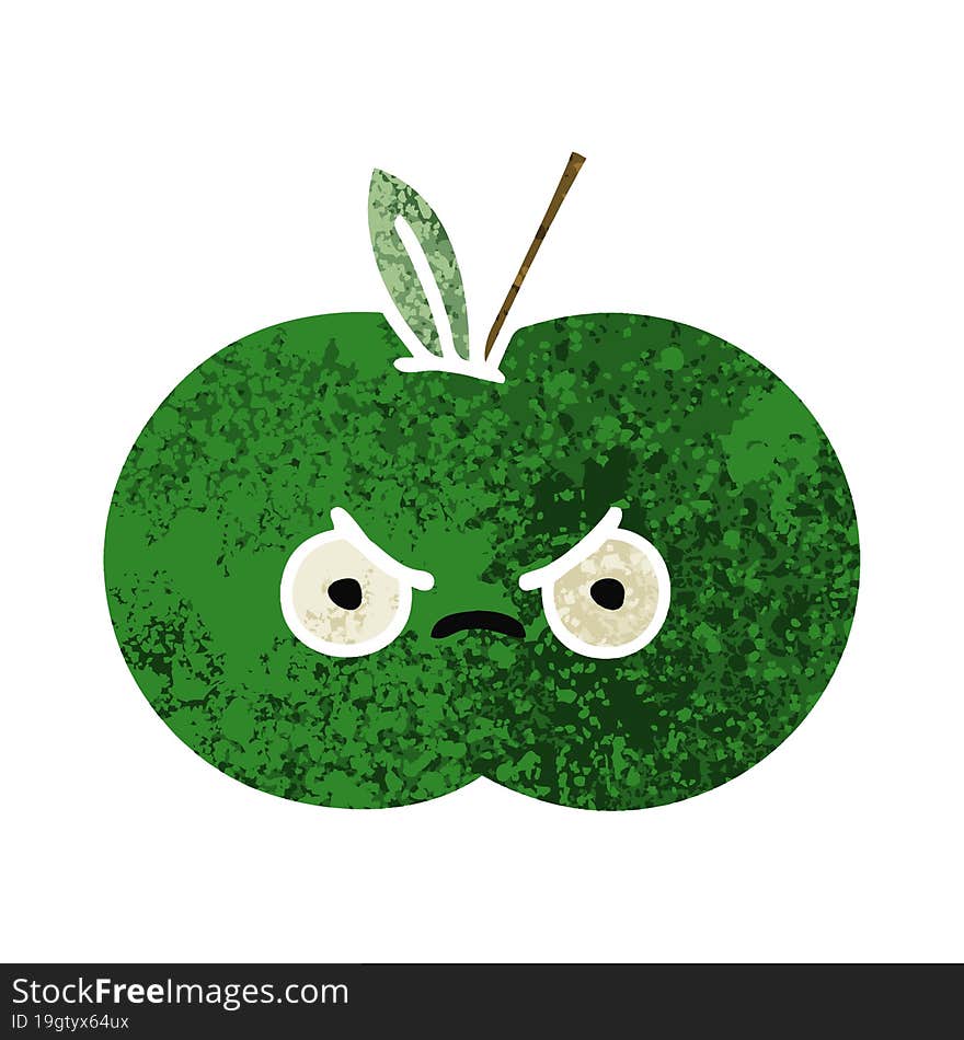 Retro Illustration Style Cartoon Juicy Apple