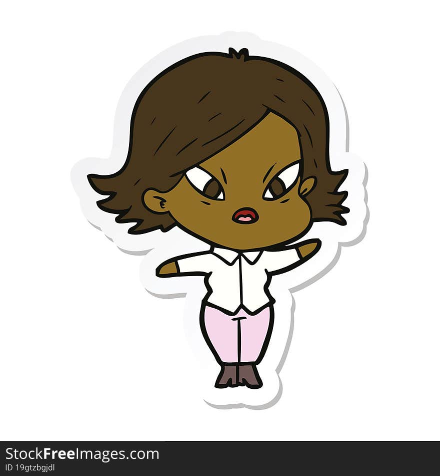 sticker of a cartoon stressed woman