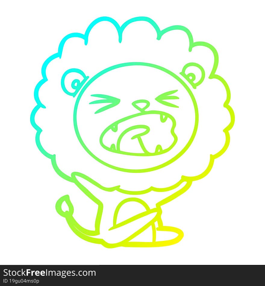 cold gradient line drawing cartoon lion throwing tantrum