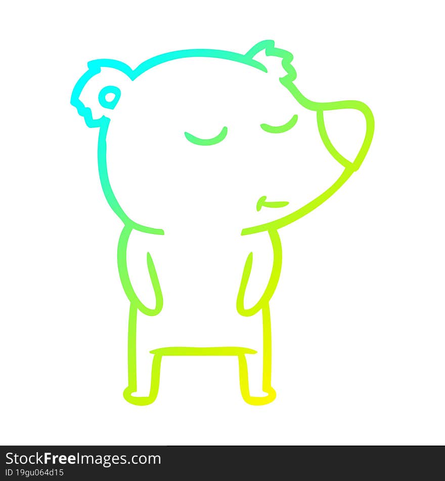 cold gradient line drawing happy cartoon polar bear