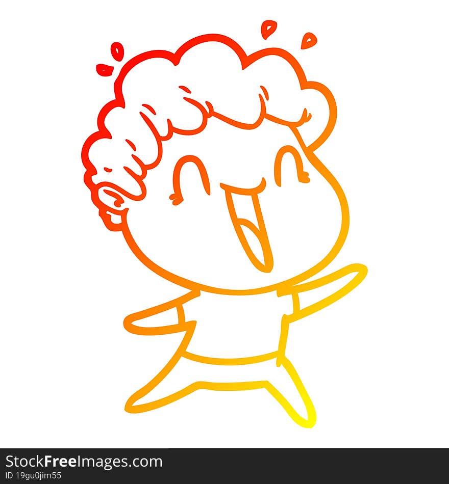 warm gradient line drawing cartoon happy man