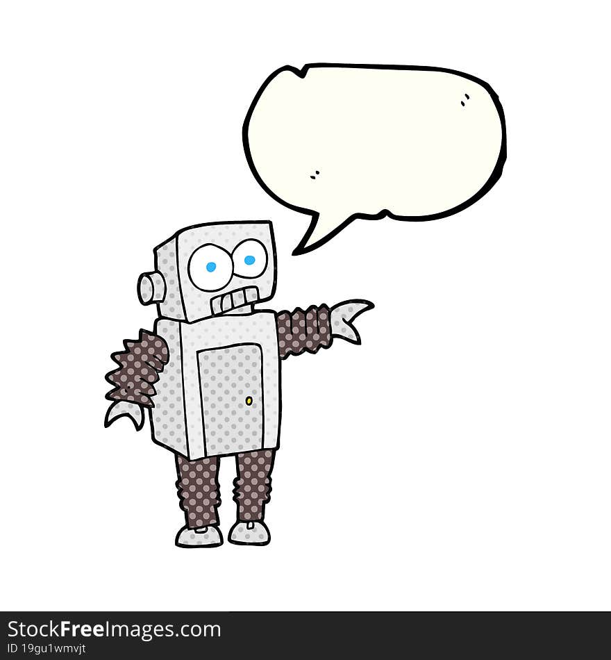 comic book speech bubble cartoon robot