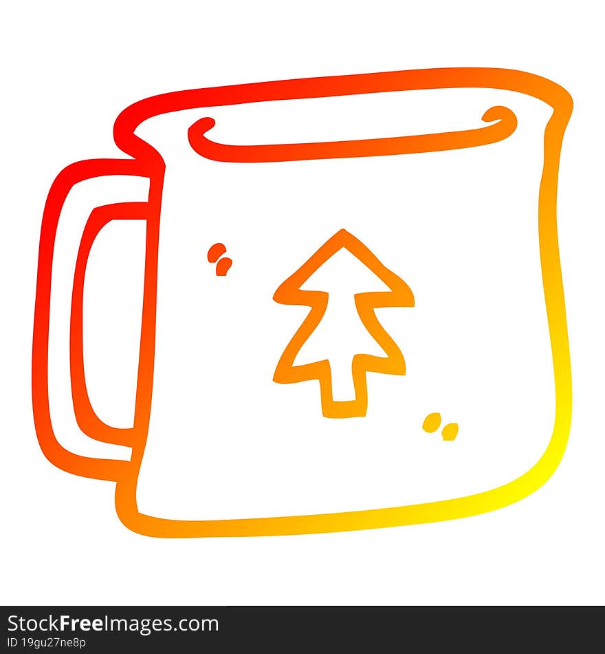 warm gradient line drawing of a cartoon tin can