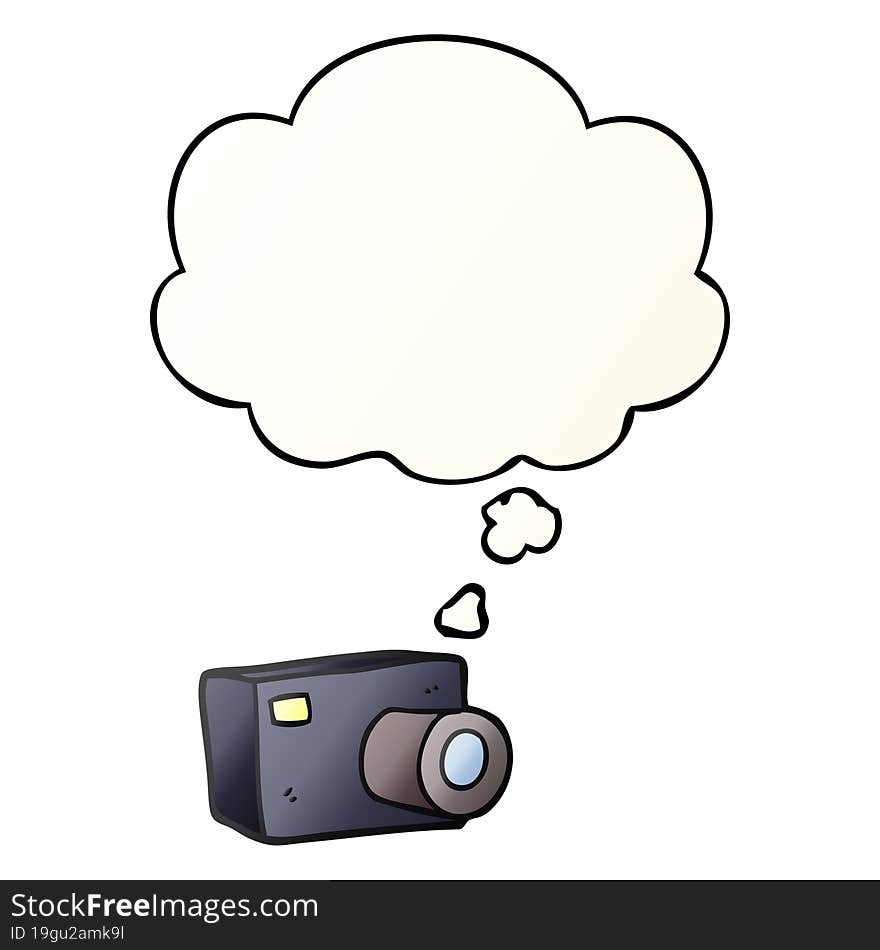 Cartoon Camera And Thought Bubble In Smooth Gradient Style