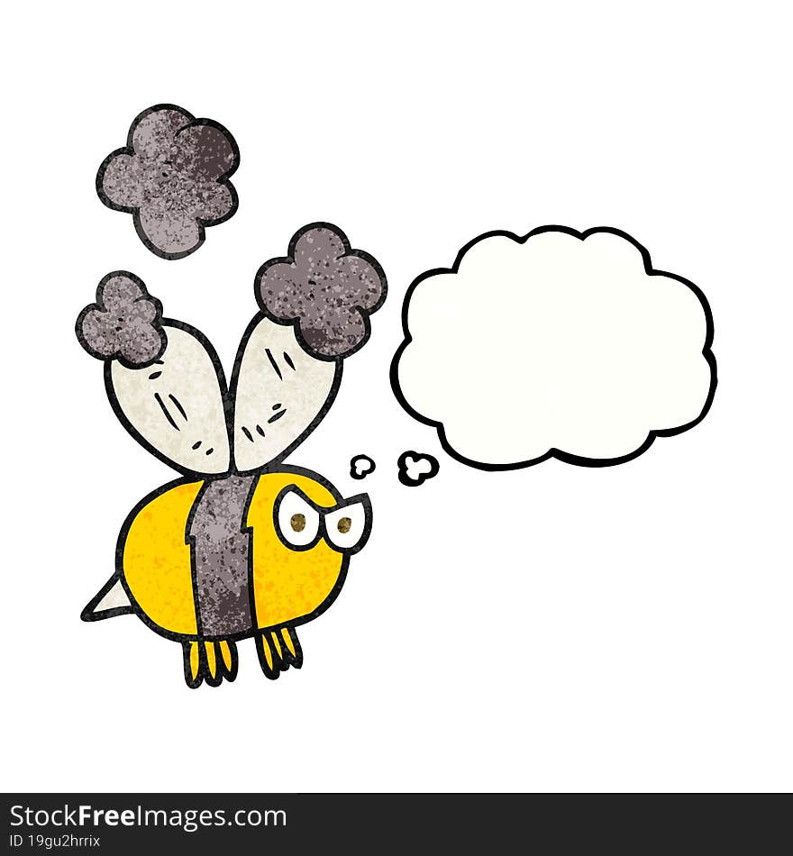 freehand drawn thought bubble textured cartoon angry bee