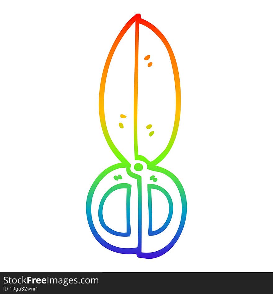 rainbow gradient line drawing cartoon closed scissors