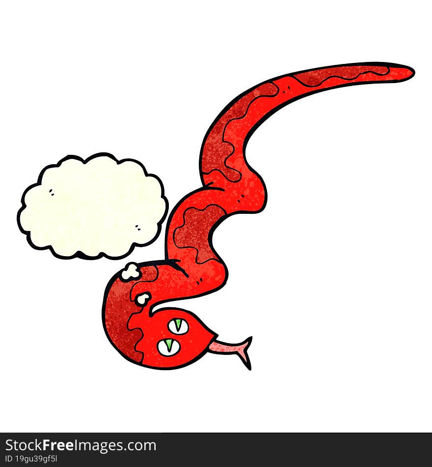 cartoon hissing snake with thought bubble