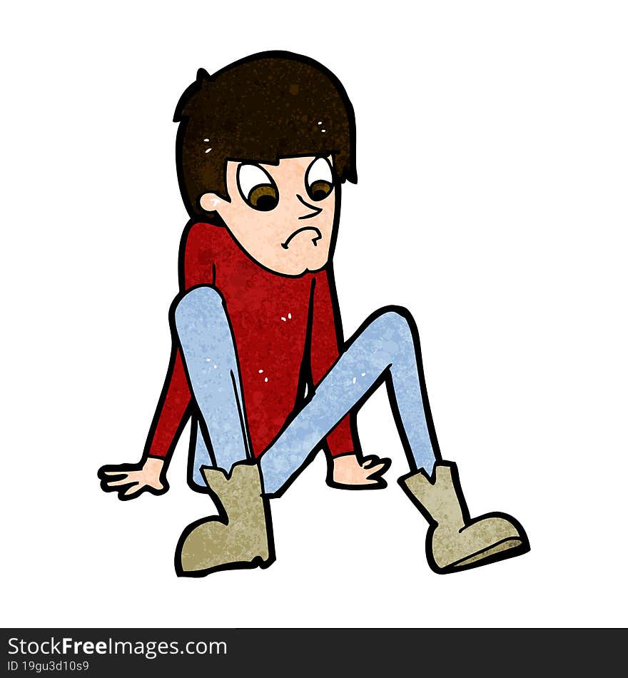 cartoon boy sitting on floor