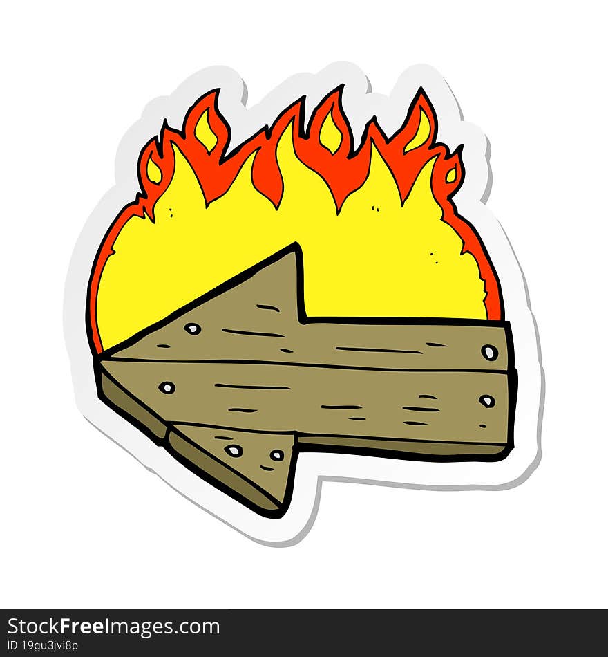 Sticker Of A Cartoon Burning Direction Arrow