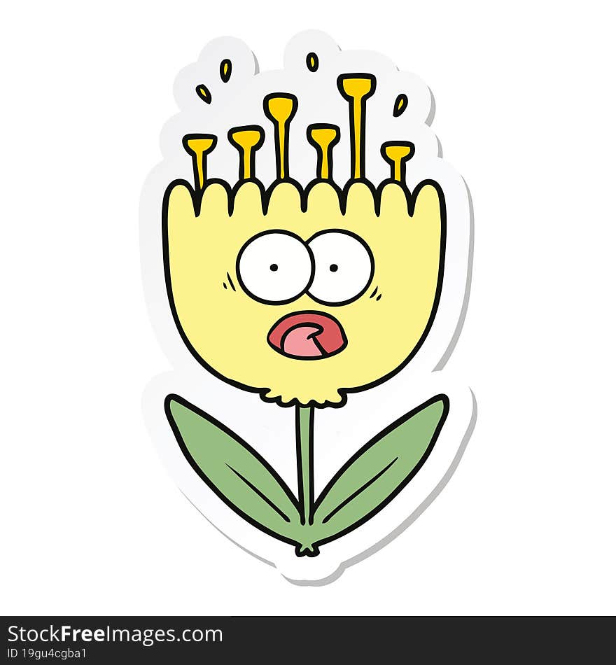 Sticker Of A Cartoon Shocked Flower