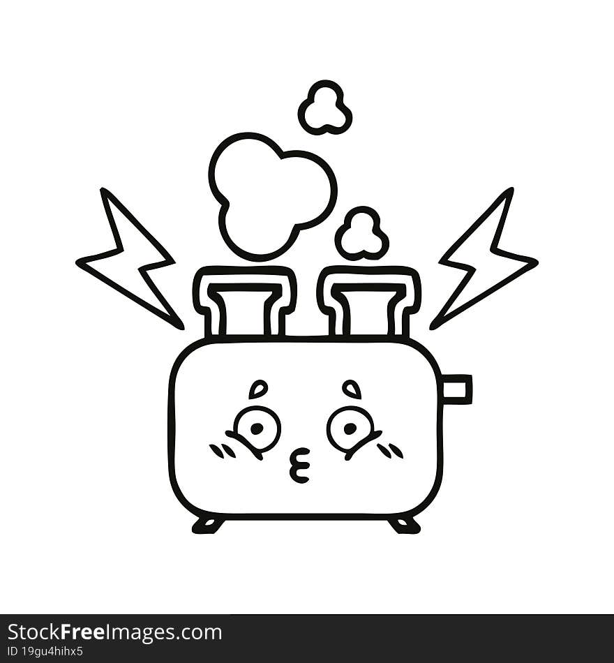 line drawing cartoon of a of a toaster