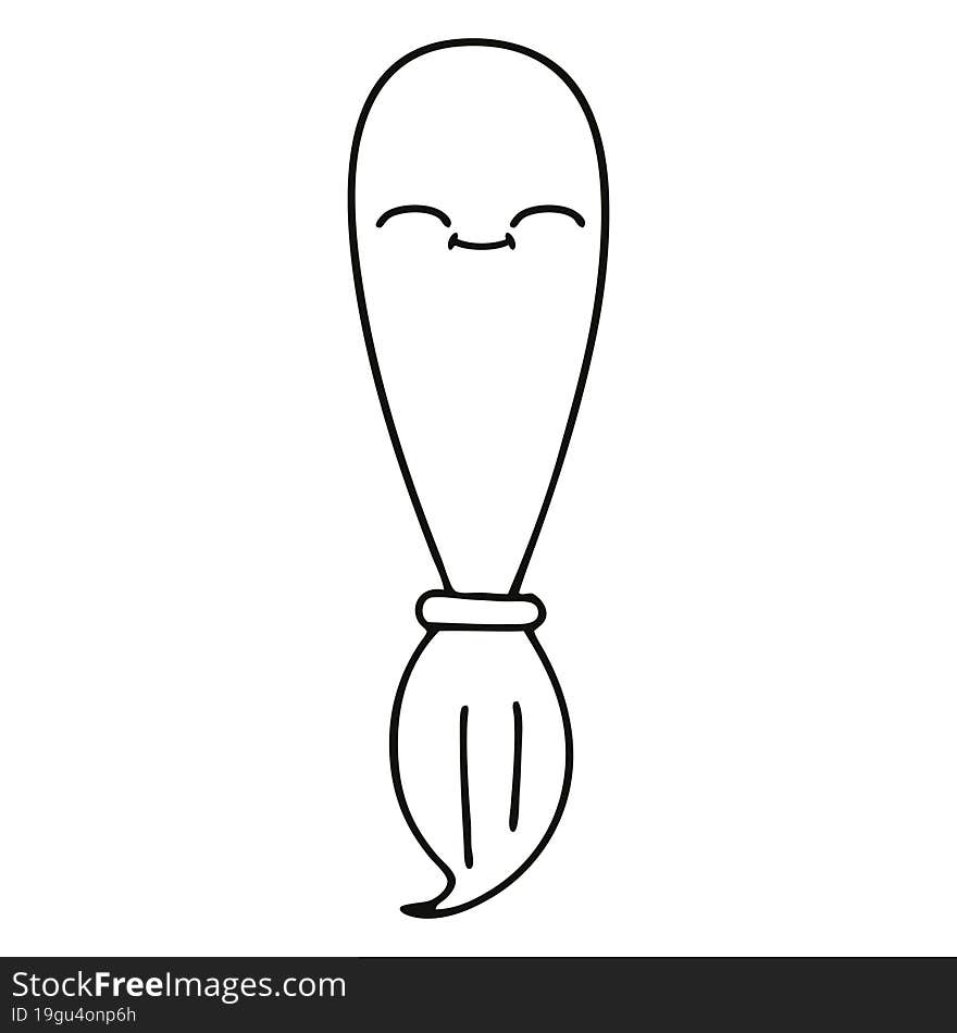 line drawing cartoon of a paint brush