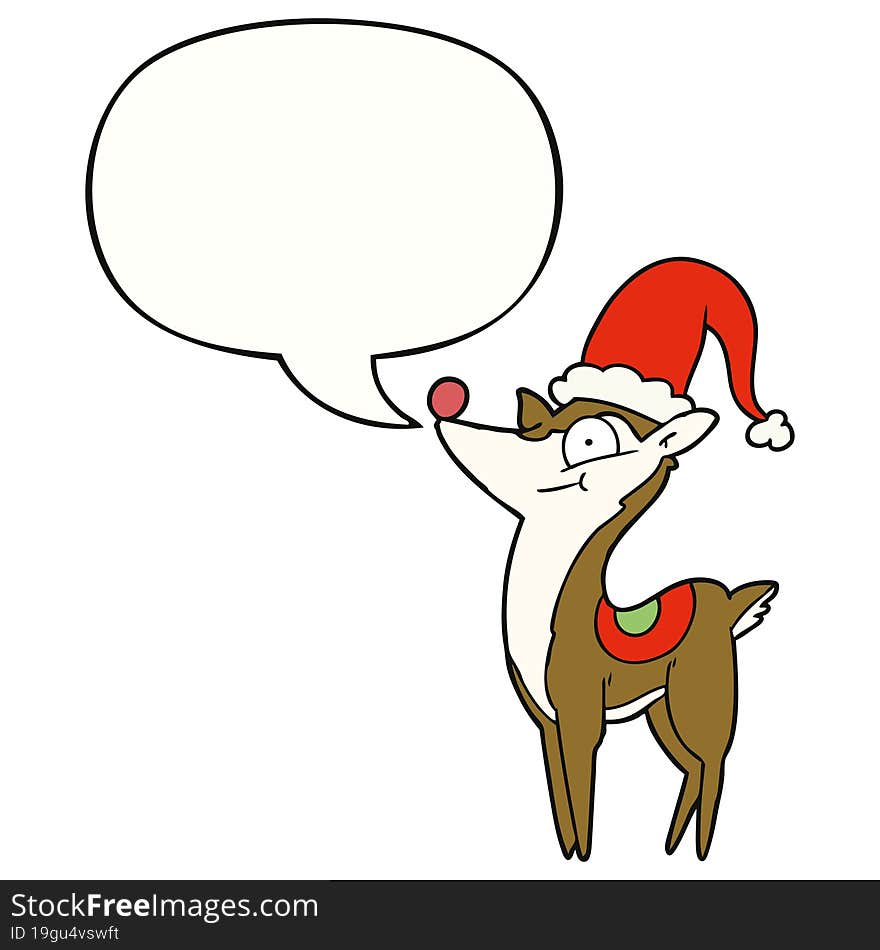 cartoon christmas reindeer and speech bubble