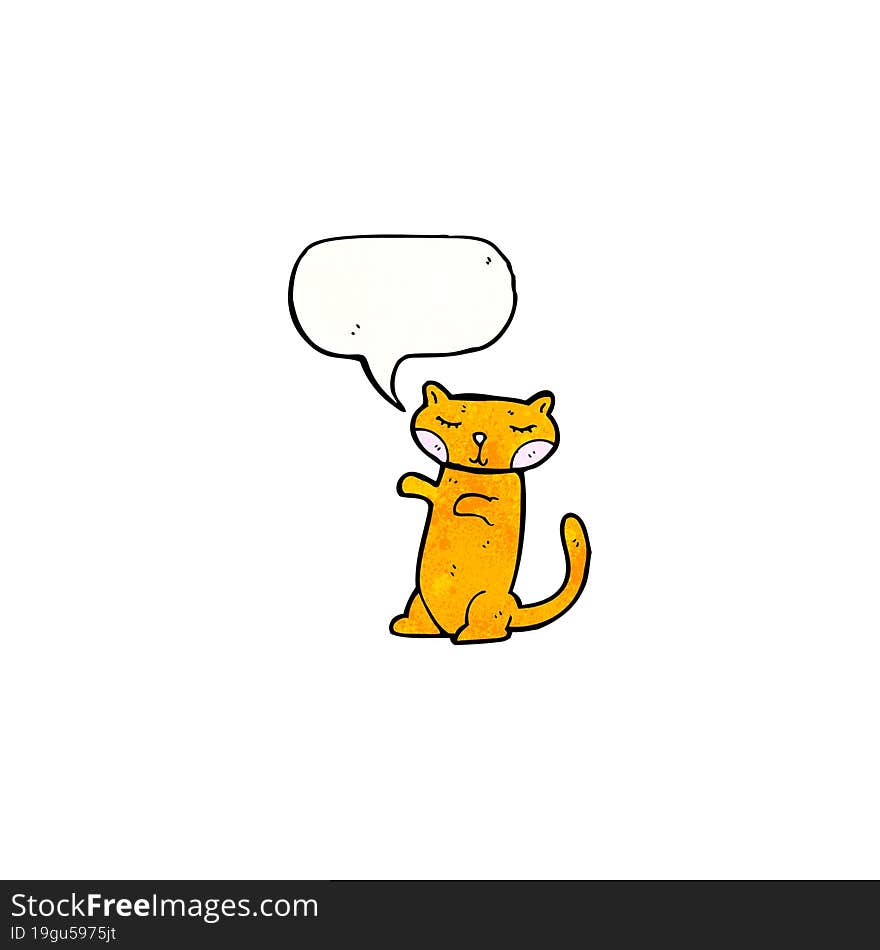 Happy Cartoon Cat With Speech Bubble