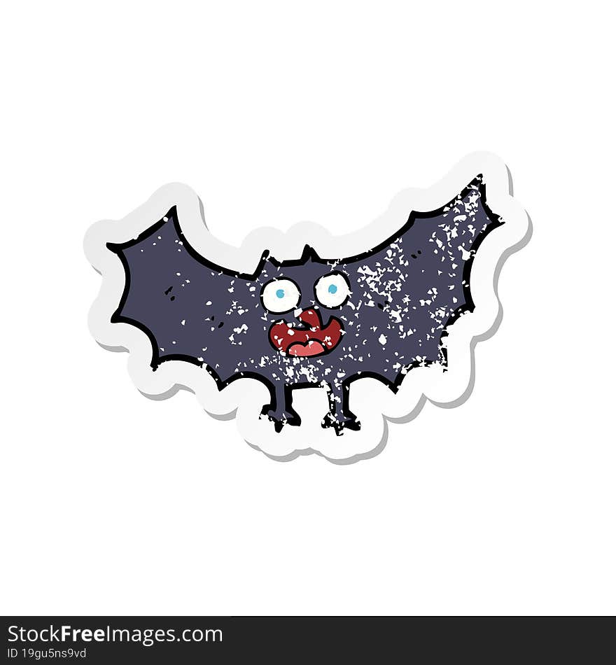 Retro Distressed Sticker Of A Cartoon Bat