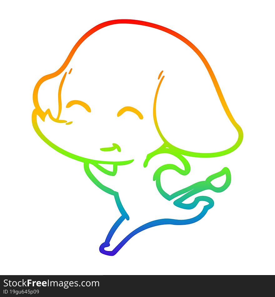 rainbow gradient line drawing cute cartoon elephant running