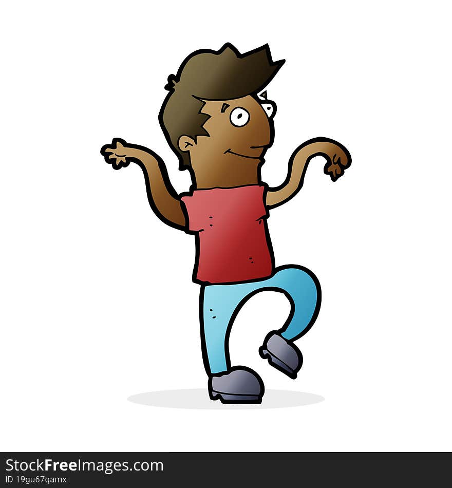 cartoon happy man doing funny dance