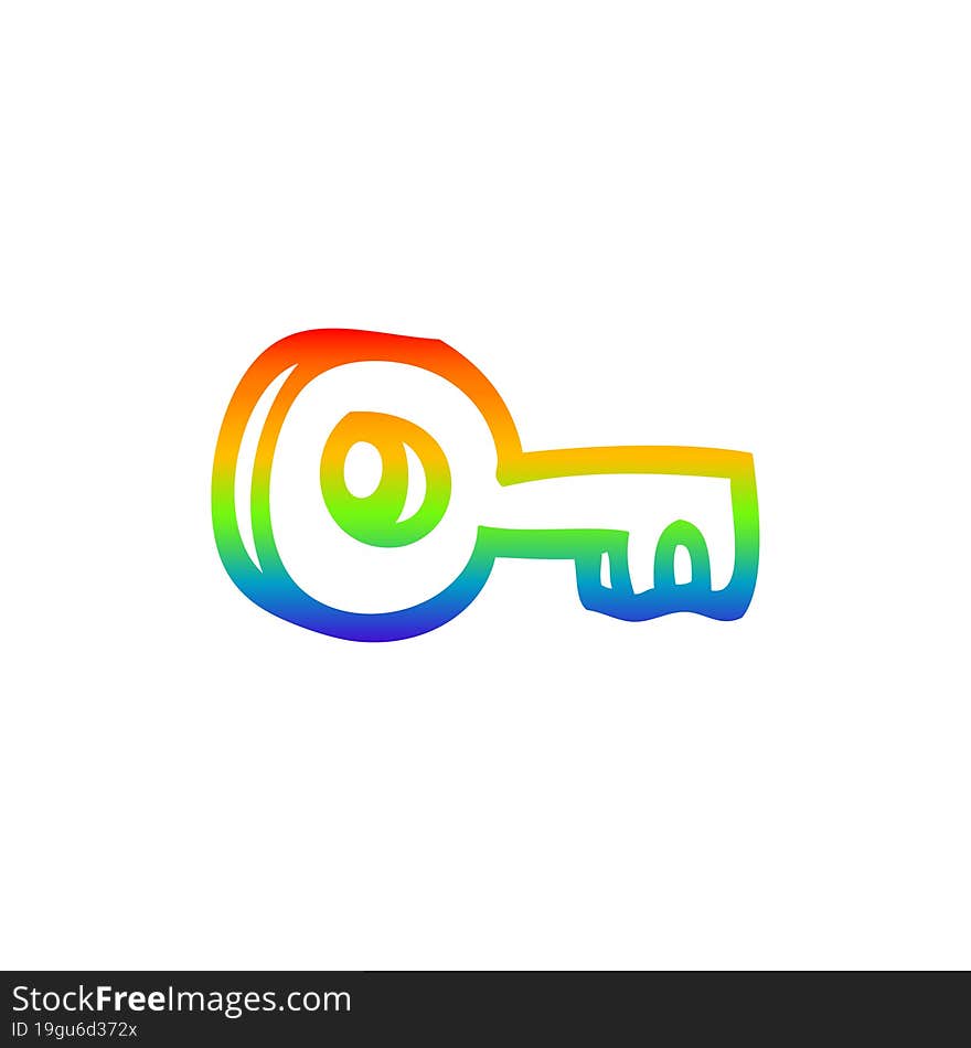 rainbow gradient line drawing cartoon gold key