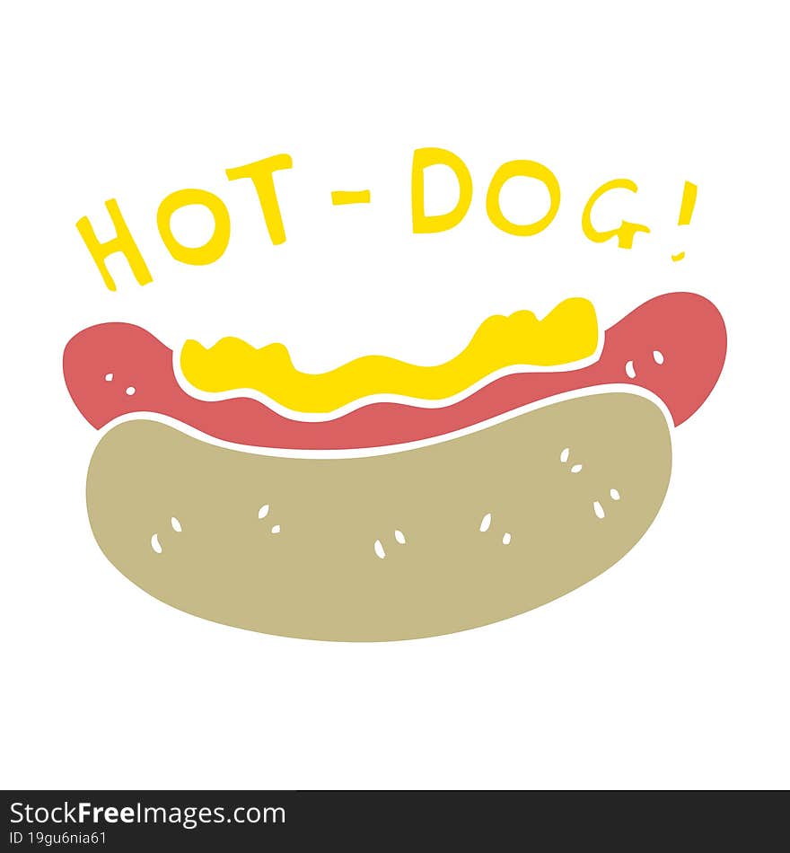 flat color illustration of hotdog. flat color illustration of hotdog