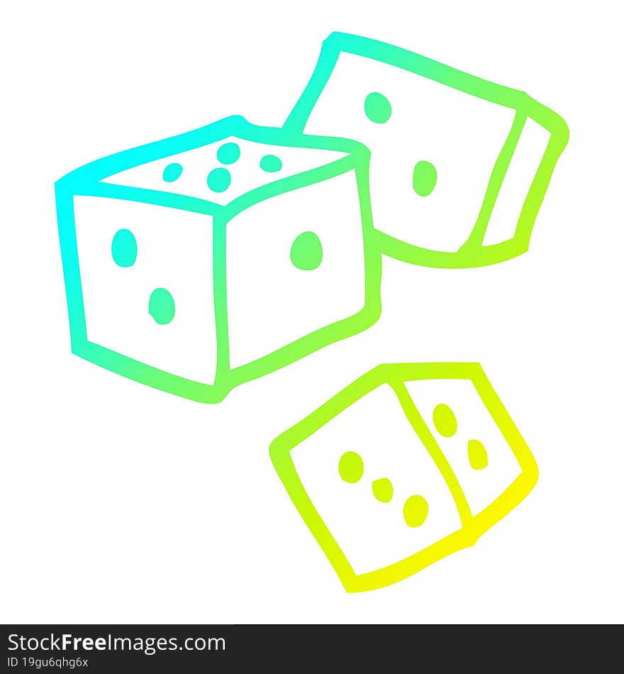 Cold Gradient Line Drawing Cartoon Dice