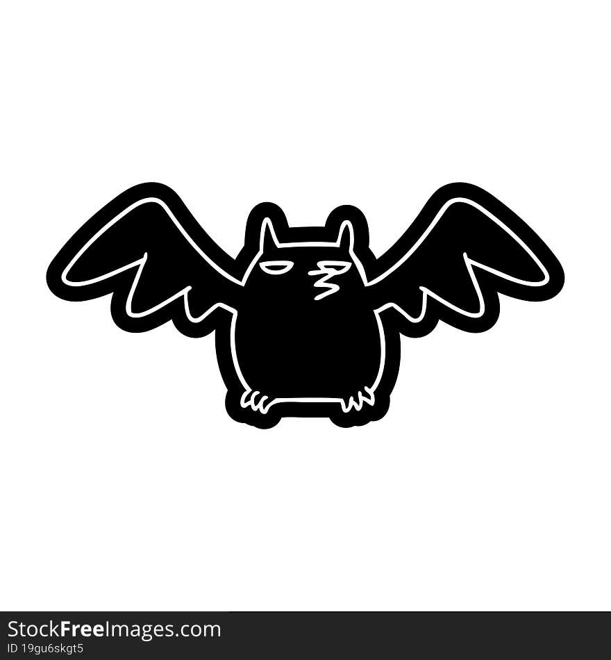 cartoon icon drawing of a night bat