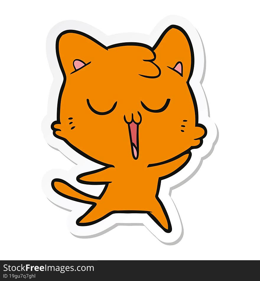 sticker of a cartoon cat singing