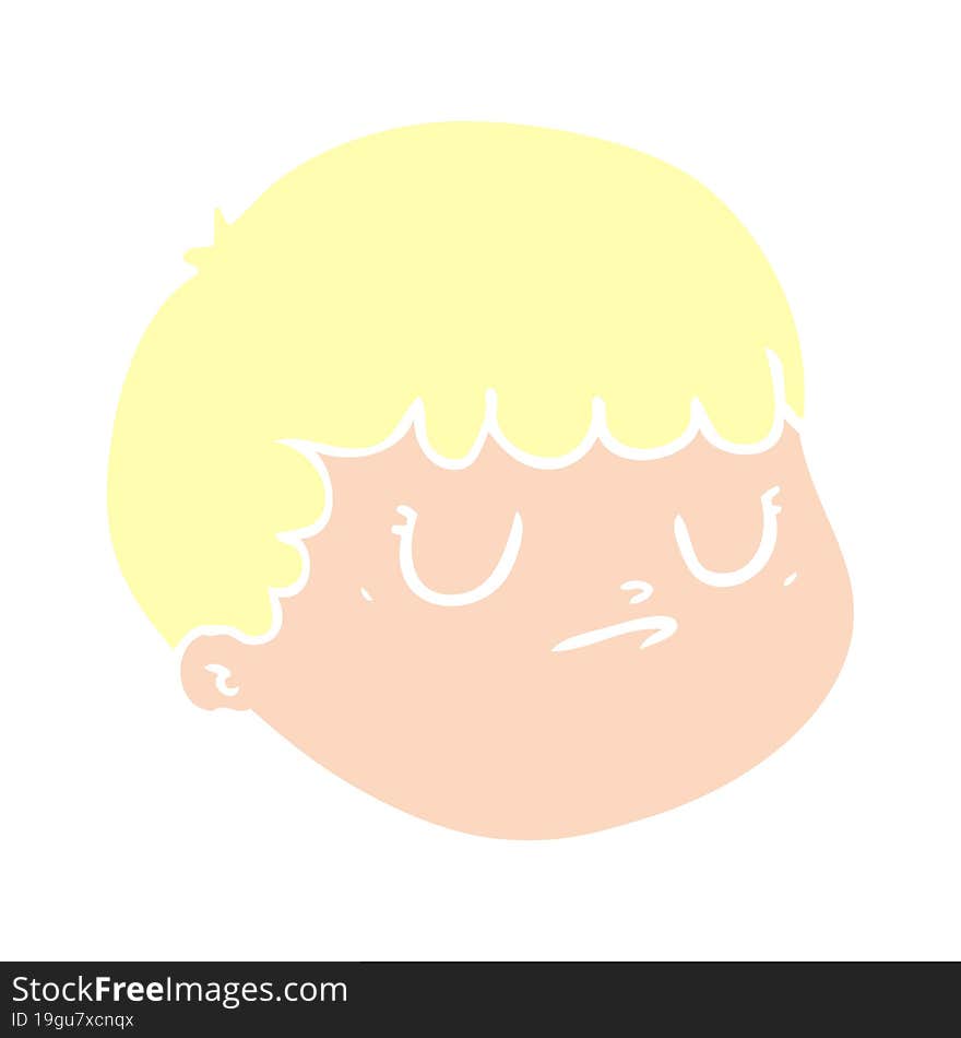 Flat Color Style Cartoon Male Face