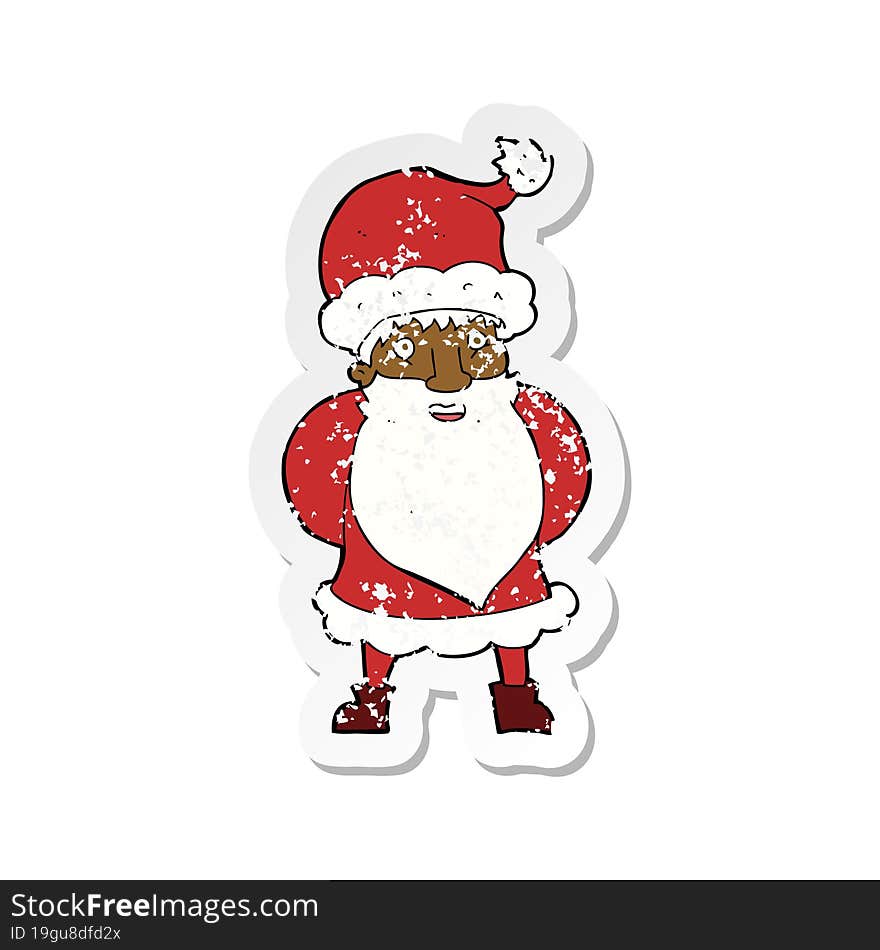 Retro Distressed Sticker Of A Cartoon Santa Claus