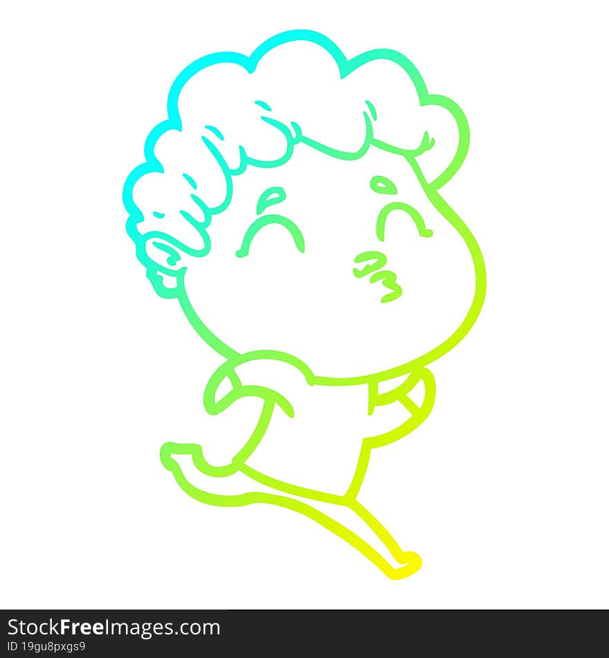 cold gradient line drawing cartoon man pouting