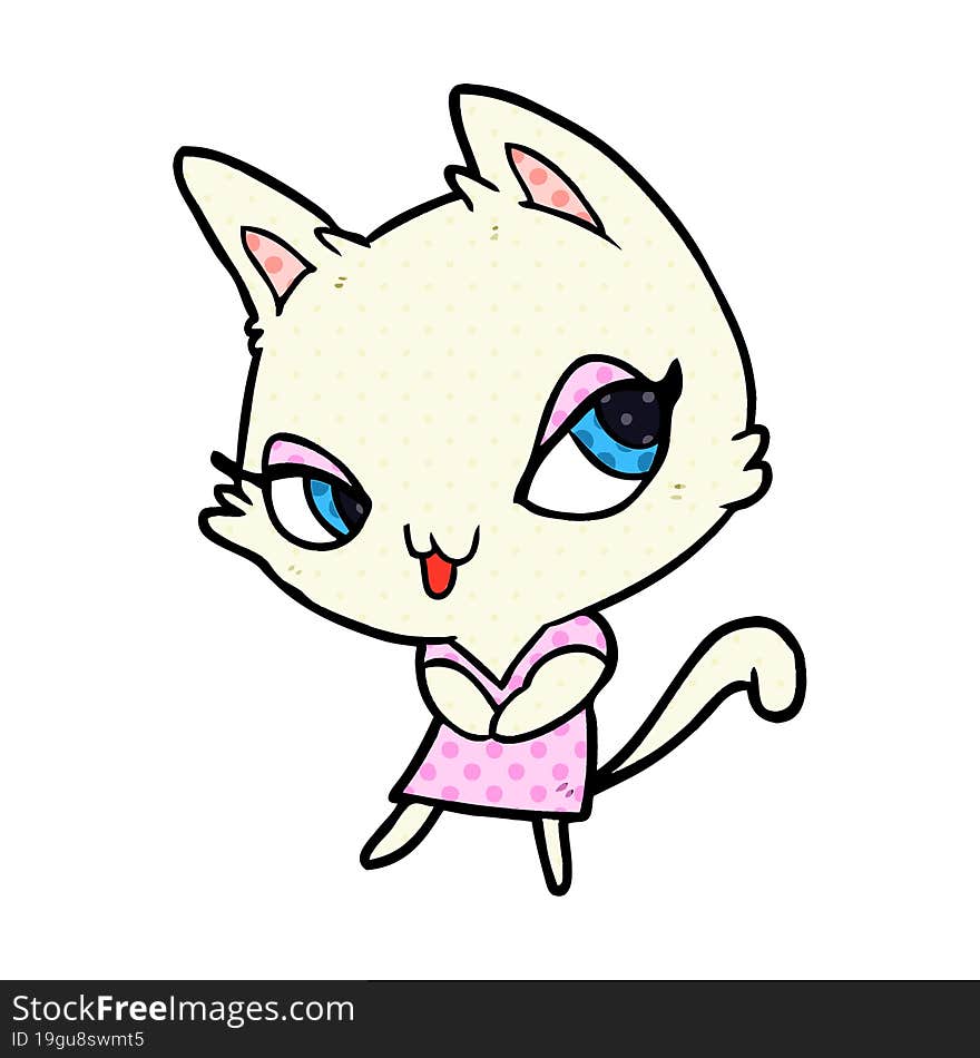 cute cartoon female cat. cute cartoon female cat