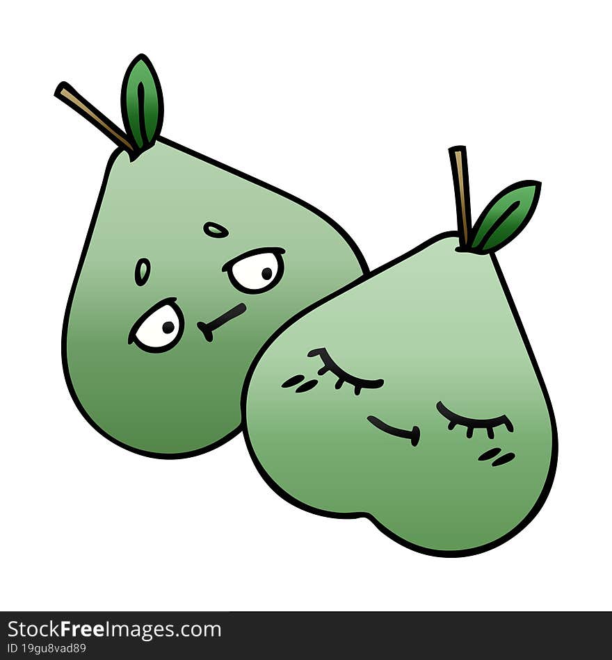 gradient shaded cartoon of a green pear