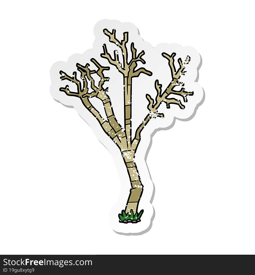 distressed sticker of a cartoon winter tree