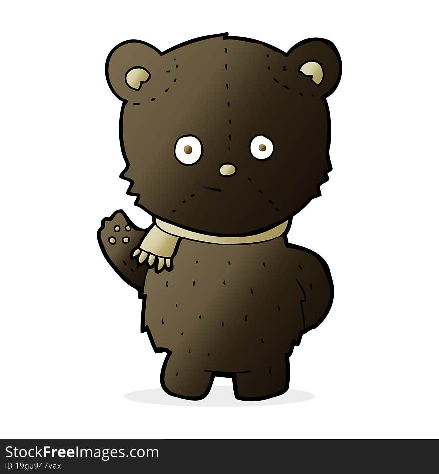 cute cartoon black bear waving