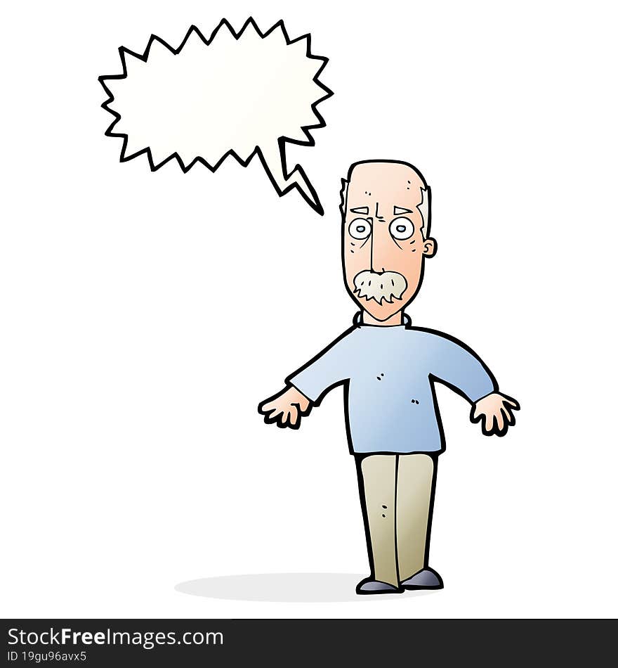 Cartoon Annoyed Old Man With Speech Bubble