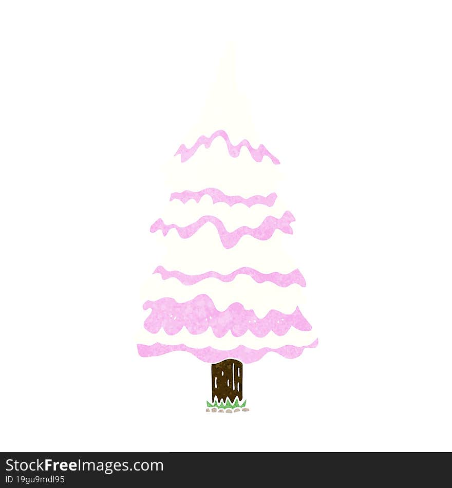 cartoon pink snowy tree