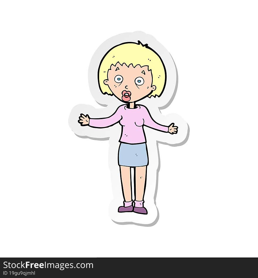 Sticker Of A Cartoon Woman Making Excuses