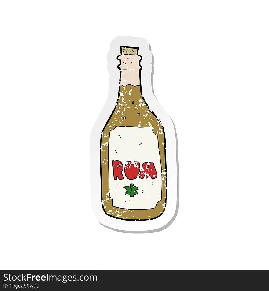 retro distressed sticker of a cartoon rum bottle