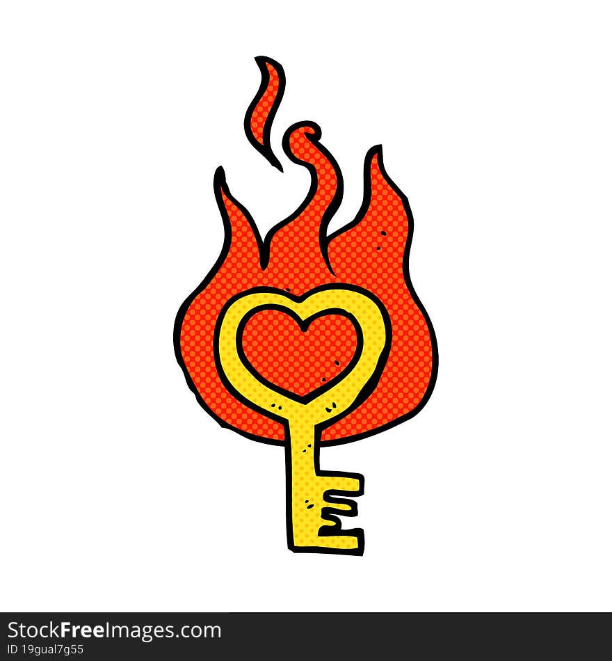 cartoon flaming key