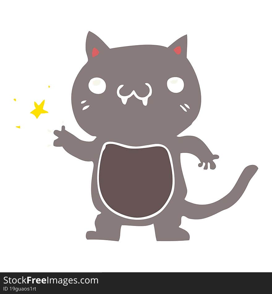 flat color style cartoon cat scratching