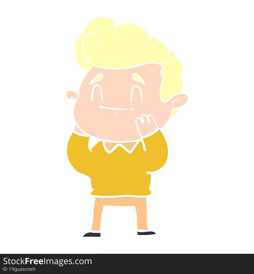 happy surprised flat color style cartoon man