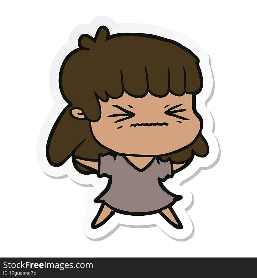 Sticker Of A Cartoon Woman