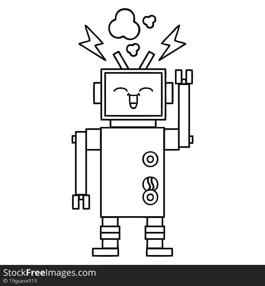 Line Drawing Cartoon Robot