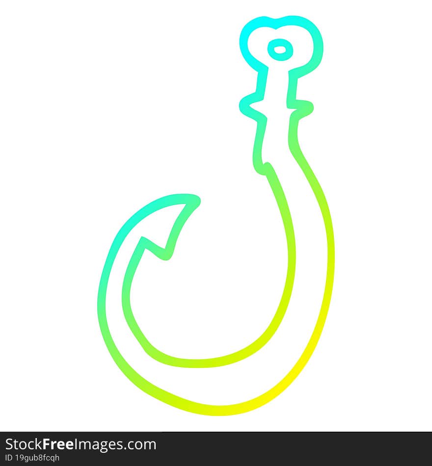 cold gradient line drawing cartoon hook