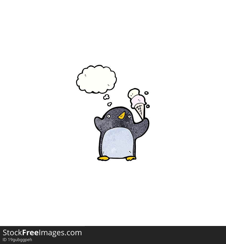 funny penguin cartoon with thought bubble