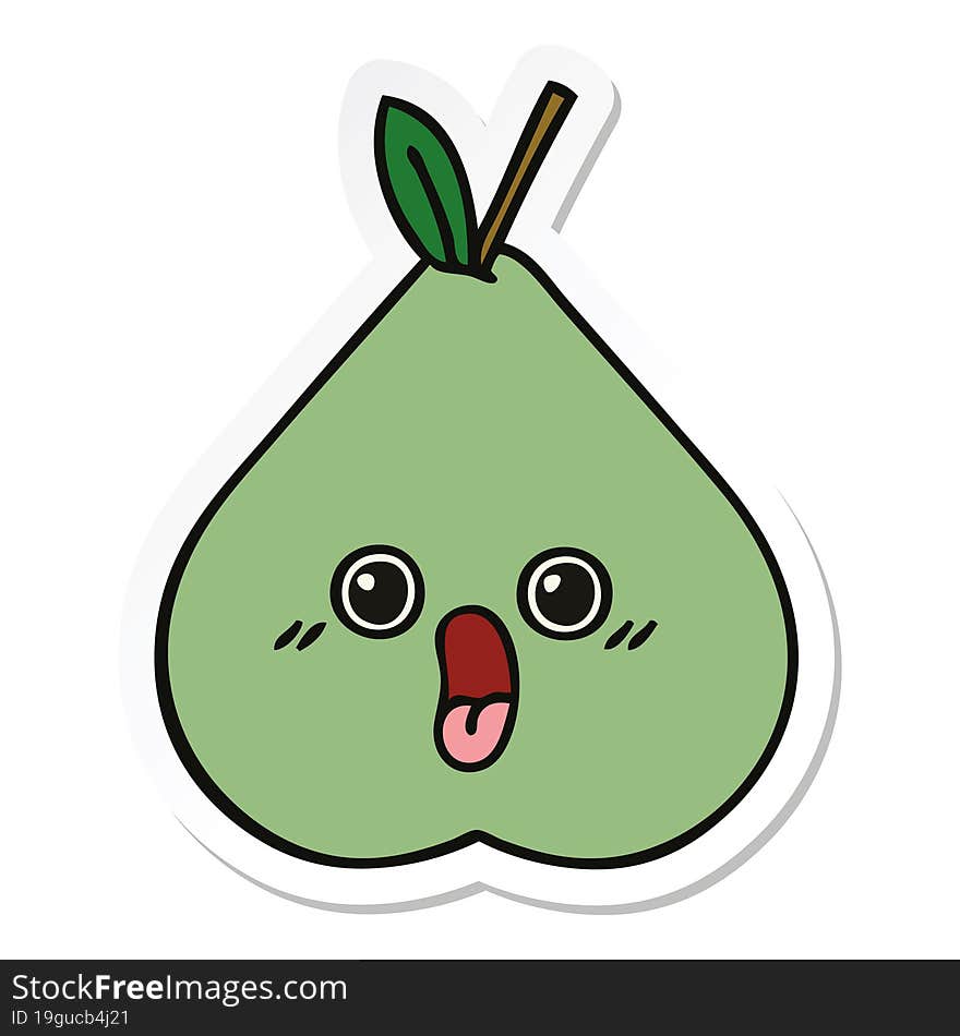 sticker of a cute cartoon green pear