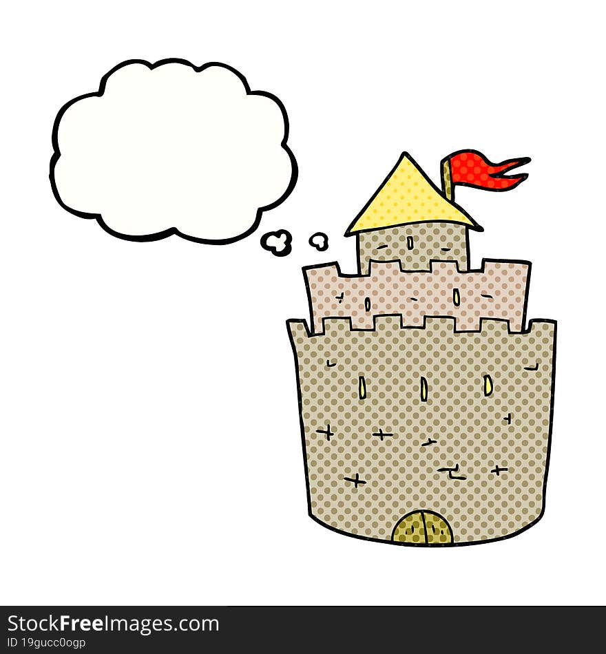 freehand drawn thought bubble cartoon castle