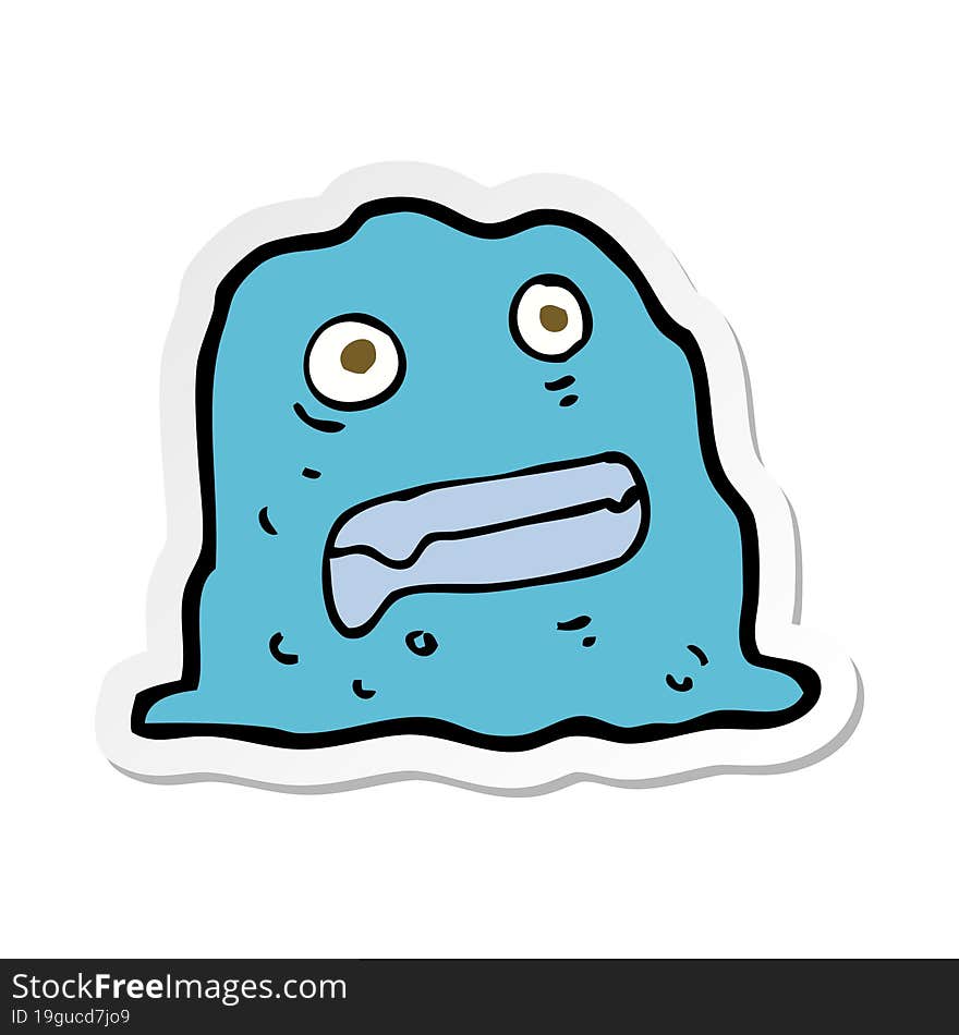 Sticker Of A Cartoon Slime Creature