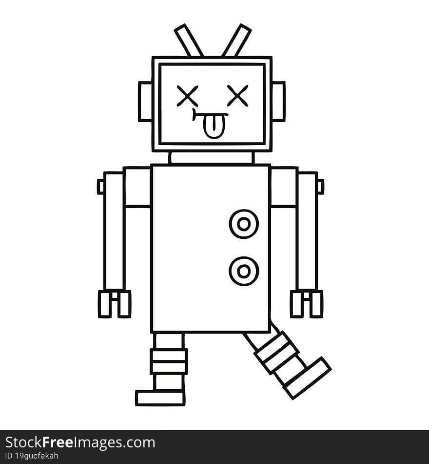 line drawing cartoon of a robot. line drawing cartoon of a robot