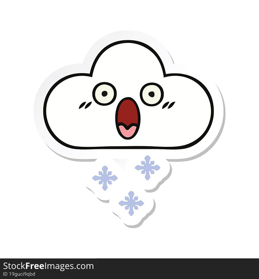 Sticker Of A Cute Cartoon Snow Cloud