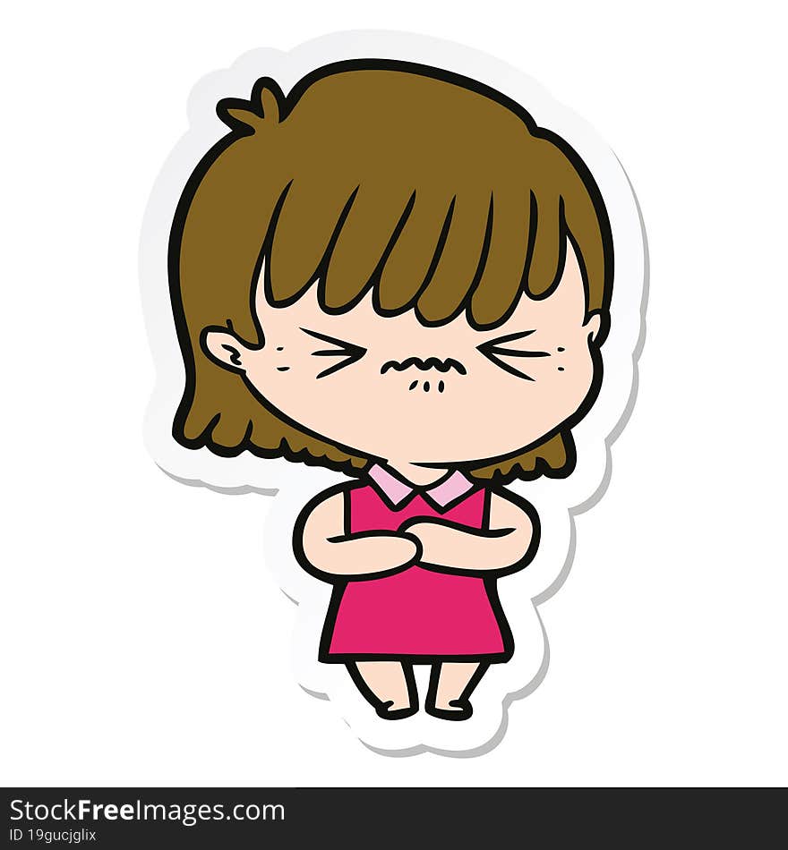 sticker of a annoyed cartoon girl